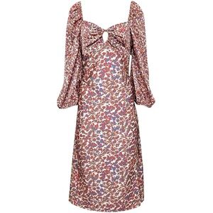 Sachin & Babi Floral Print Satin‎ Midi Dress Bow Detail Size 14